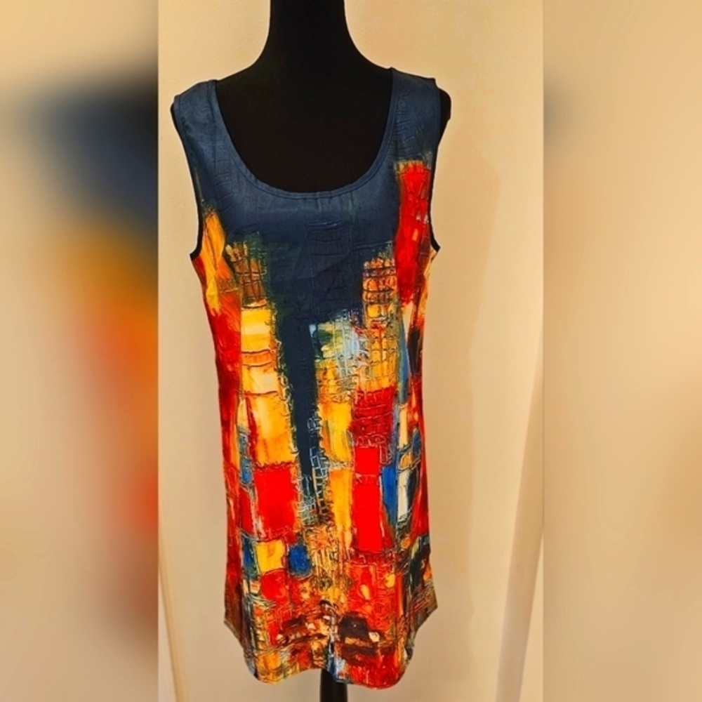 Emery Rose Abstract City Print Sleeveless Tunic Dress XL NWT